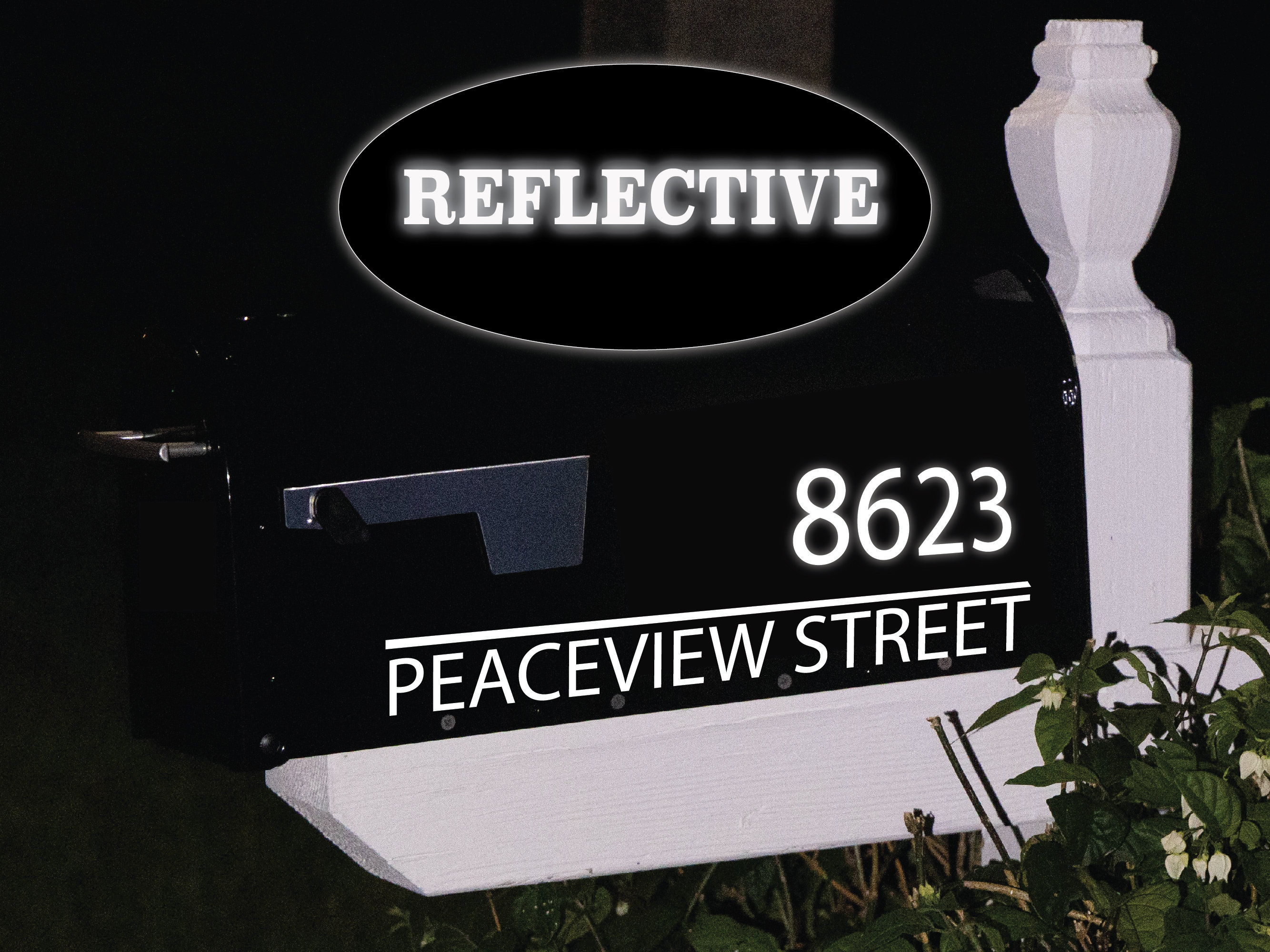 Reflective Mailbox Decal - High Visibility Custom Address Sticker - 5 Color Options