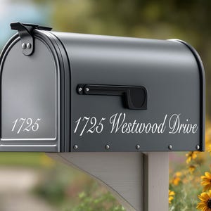 Modern Script Mailbox Decal – Personalized Vinyl Address Numbers & Lettering