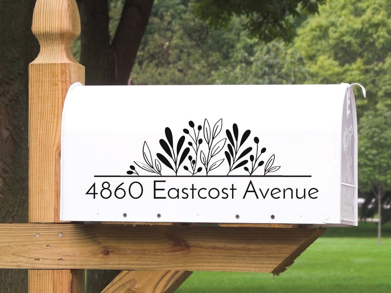 Front view of mailbox showing optional door numbers decal in matching style and color