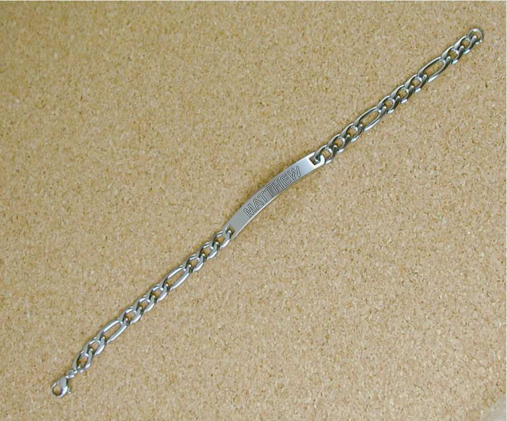 8mm 8.66'' Vintage Silver Figaro Foxtail Bracelet Chain Stainless Steel  Jewelry