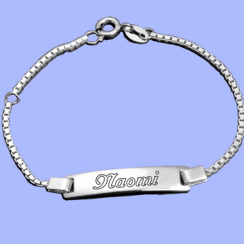 Gold ID Baby Bracelet Engraved Hand Stamped Sterling Silver Etsy