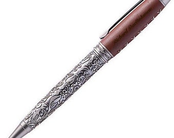 Personalized Ballpoint Pen custom engraved Deep Formed, Leather Top & Stylus 3DP23 for groomsmen, father, graduation, executive gifts