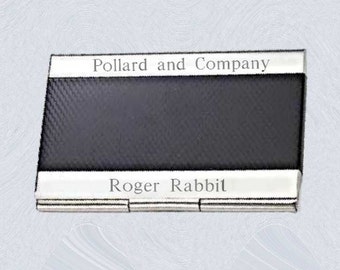 Personalized Business Card Holder (Case) custom engraved Card333, carbon fiber nickel plate