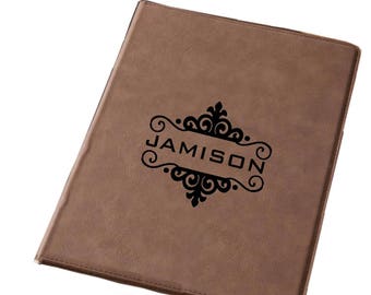 Personalized Faux Leather Portfolio #2 Dark Brown with zipper business gift name