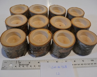 12 Birch Candle Holders, Lot #968, Birch Tea Light Holder, Tea Lights, Rustic Tea Lights, Wedding, Centerpieces, Rustic Wedding, Decorations