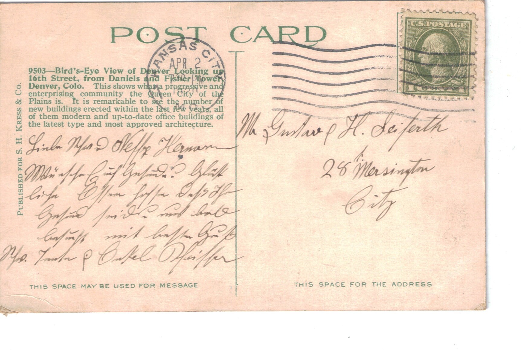 Denver Colorado, Pre1920, Bird's Eye View Vintage Postcard, Queen City