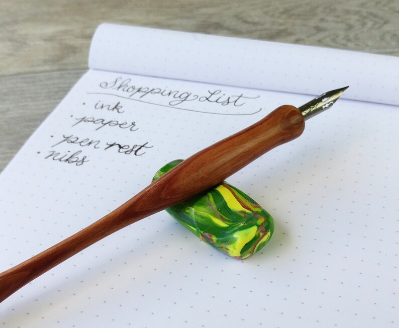 Brush Pen Rest Green Copper Swirl Artist Painter Etsy