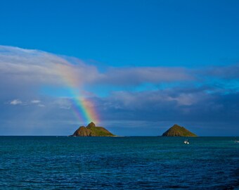 Rainbow Mokulua Lanikai - Art - Metal Print - Hawaii - Ocean Oahu Mokes Kailua