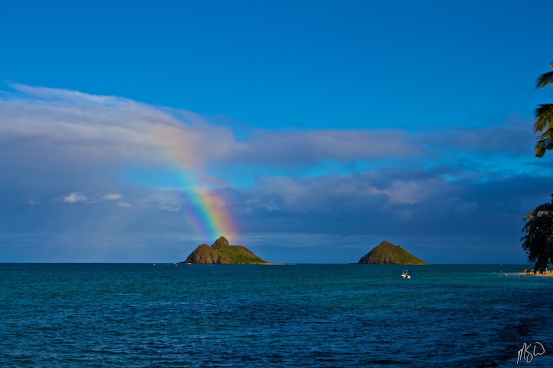 Rainbow Mokulua Lanikai Art Metal Print Hawaii Ocean Oahu Mokes Kailua Etsy
