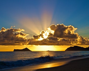 Waimanalo Beach Sunrise - Wall Art - Metal Print - Hawaii - Ocean Kailua Lanikai Sunrise Spiritual