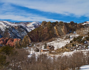 Colorado Springs - Snow dusting - Mountains - Wall Art - Metal Aluminum Print - Beautiful Image