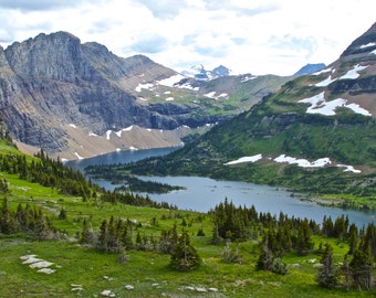 Glacier National Park - Wall Art - Metal Aluminum Print - Ready to hang - Hidden Lake - Creek - Blue Water