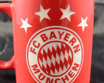 FC Bayern Munich - Hand etched Coffee / Tea Mug - Red 11oz