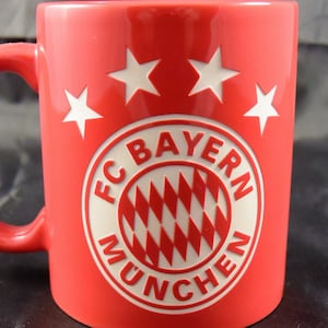 FC Bayern Munich - Hand etched Coffee / Tea Mug - Red 11oz