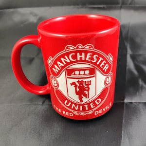 Manchester United F.C. - Red Devils - Hand Etched Coffee / Tea Mug Red 11oz.