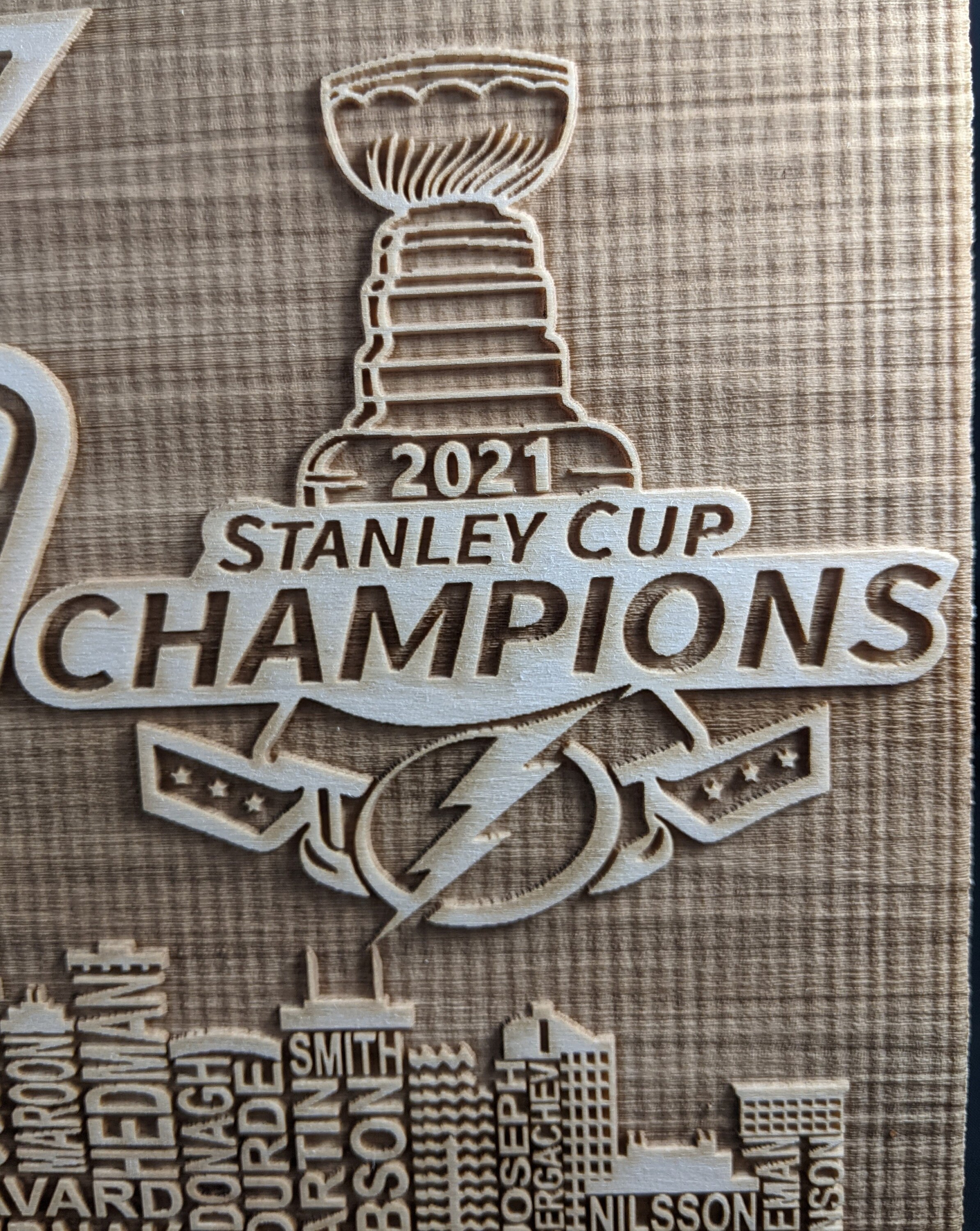 Tampa Bay Lightning 2021 Stanley Cup Champions 35.70'' x 12.75'' Wood Sign