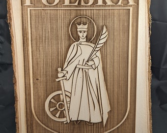 Wooden Plaque - Polish City Nowy Targ Coat of Arms - Herb Miasta Nowy Targ Polska
