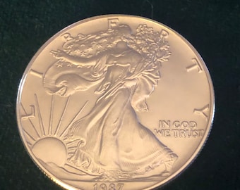 1987 American Silver Eagle/ Walking Liberty Silver Dollar - Etsy