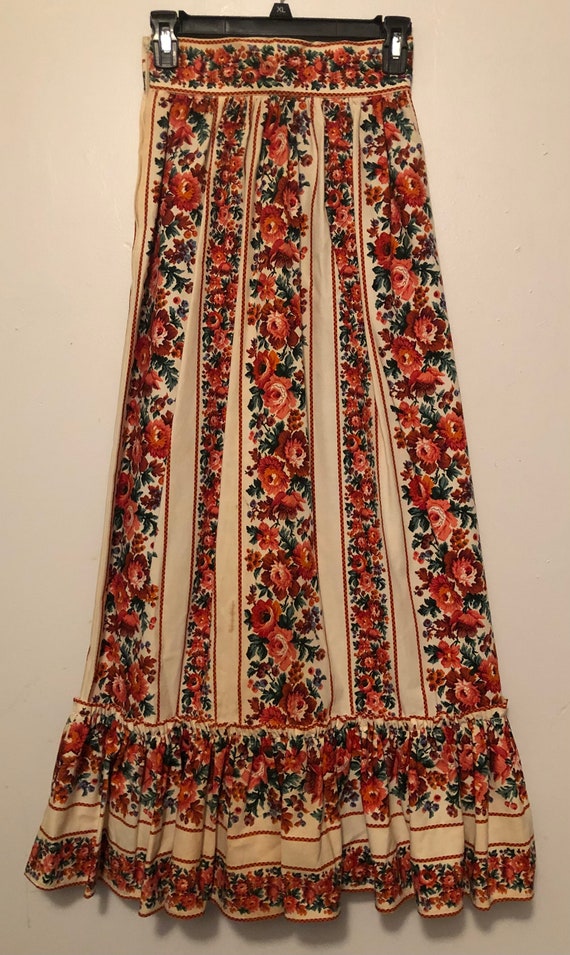 1970’s Lanz Pheasant Floral Maxi Skirt