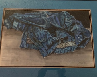 Aaron Donovan Oil Pastel Artwork, Denim Jacket Study