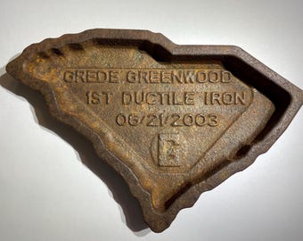 Grede Greenwood 1st Ductile Iron Cast Iron Advertising/Trinket Example In The Shape of State South Carolina