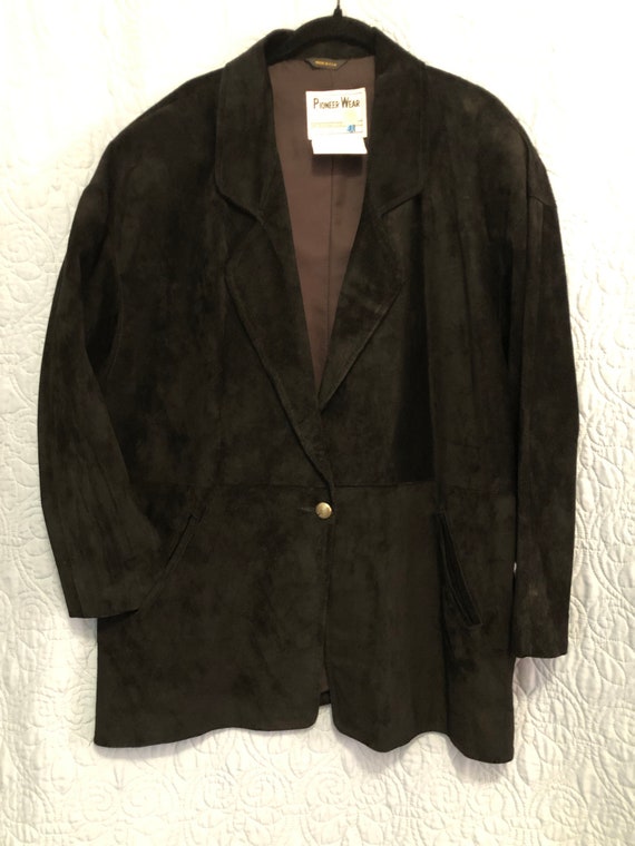 Vintage Ladies Black Pioneer Wear Leather Coat