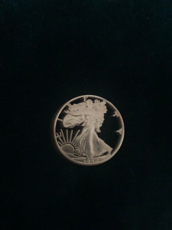 1942 Silver Walking Liberty Cut Out Pendant - image 3