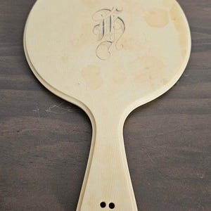 Art Deco Ivory Py-Ra-Lin Dubarry Hand Held Beveled Mirror