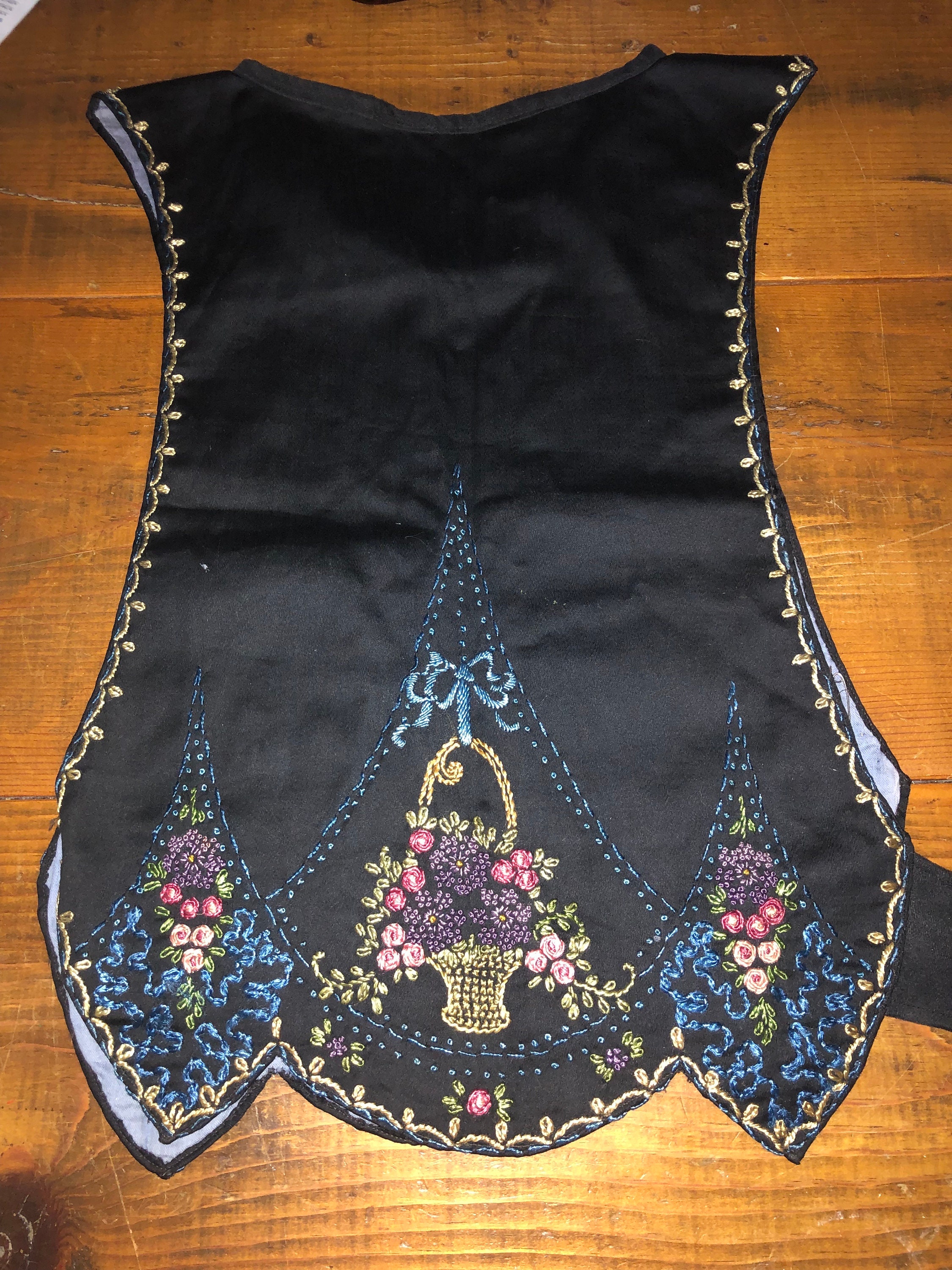 Traditional Embroidered Smock Vest, Most Likely Part of a