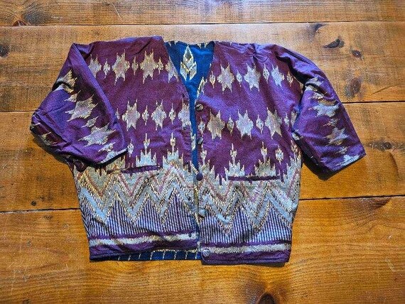 Patricia Hermann Reversible Jacket, Blue Purple G… - image 4