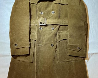 Vintage Levi Strauss and Co Corduroy Trench Coat, Made in Spain, Size 42
