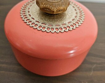 Vintage Pink Avon Plastic Decorative Beauty Dust Container, Perfect for a Vanity or Dresser Storage