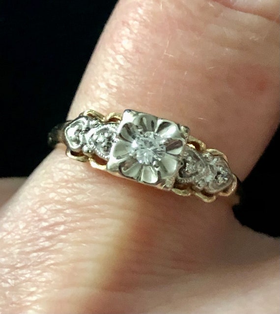 Vintage 14K and Diamond Engagement Ring by Wedding