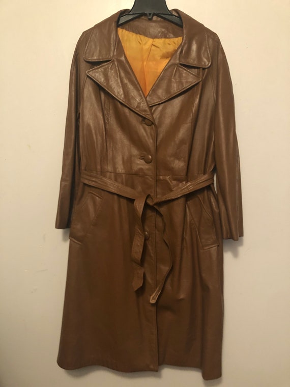 1970’s Brown Leather Trench Coat