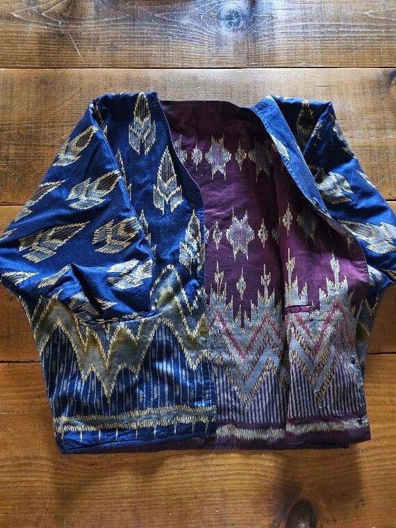 Patricia Hermann Reversible Jacket, Blue Purple G… - image 1