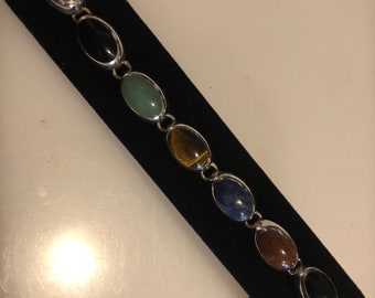 Vintage Mexican Sterling Multi-stone Bracelet