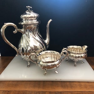 【Cohr】ティーポット【シルバープレート】デンマーク CARL M COHR DENMARK STERLING SILVER COFFEE AND TEA SET (3