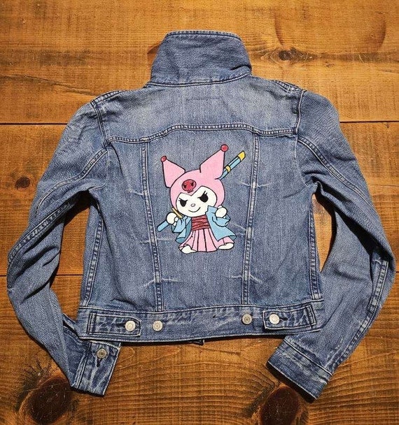 Handpainted Kuromi Ninja Wearable Fan Art on a Vintage Levi Jean
