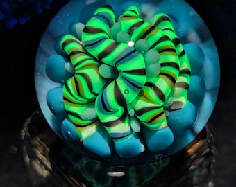 Implosion Marble: Borosilicate Coral Reef Design (0.95") UV Reactive Green