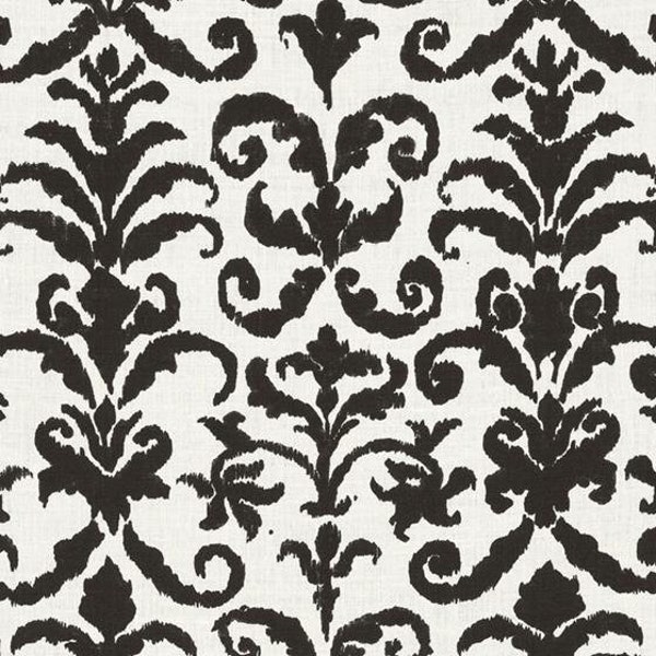 Fabric Sale-Ralph Lauren Finsbury Damask in Gesso-Black /Off White 100% Linen Fabric
