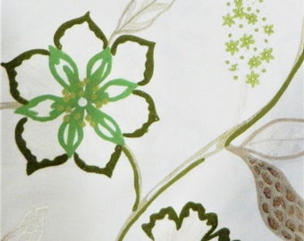 Lee Jofa  Melrose Leaf Ivory by Mulberry- Decorative Throw Pillow Cover Embroidered Crewel Floral Linen Fabric Made to Order