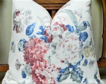 Ralph Lauren Jardin Floral Summer Canvas Decorative Throw Pillow Euro Sham Lumbar Cover Shabby Chic Single Sided Made to Order / England