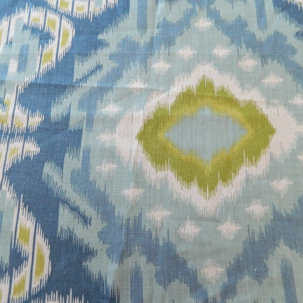 Schumacher KIRIBATI IKAT PRINT Aquamarine-Decorative Throw Pillow Cover 100% Linen Ikat Bohemian Exotic Print Made to Order / United Kingdom