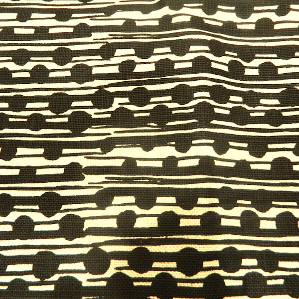 Gamal Black/Natural-Decorative Pillow Cover Linen/Cotton Blend Belgium Fabric by Caroline Cecil Textiles Single Sided  Made to Order