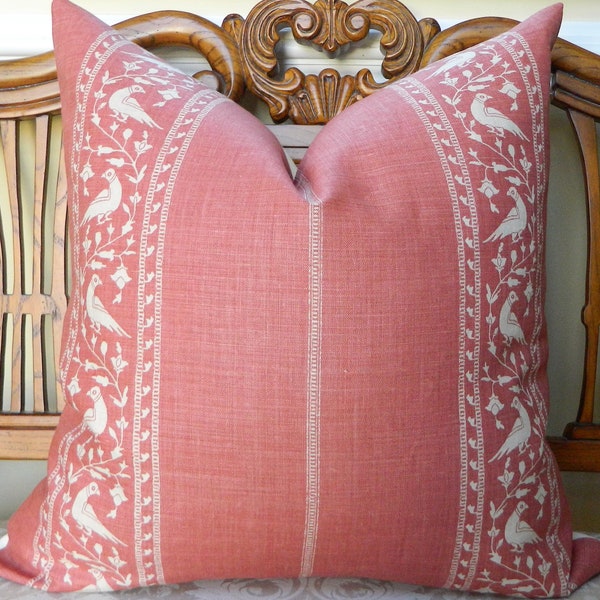 Baroda II Gauva Decorative Throw Pillow Cover Made with Lisa Fine Textiles Hand Printed 100% Natural Linen Designer Fabric Single Sided