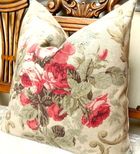Ralph Lauren Cottage Rose tea Rose decorative Throw Pillow Euro Sham Cover Shabby Chic Classic Cottage Cotton One both Sided Made to Order Etsy Canada