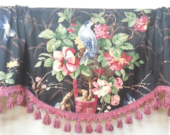 Richloom Birds & Floral Window Valance Lined Corded/Tassel Trimmed Valance Made to Order