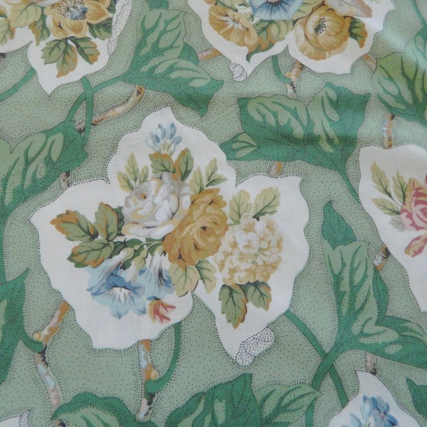 Remnant Fabric-Schumacher Leaf Cartouche Custom 100% Cotton Designer Fabric 30" L x 52" W