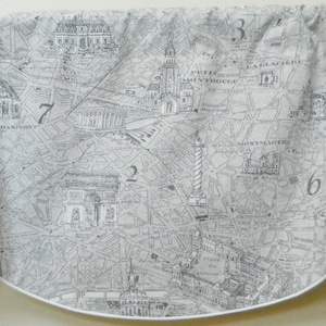 Paris Street Map- Window Valance /Corded, Lined Valance/ Rod Pocket Scalloped Valance/ Cotton