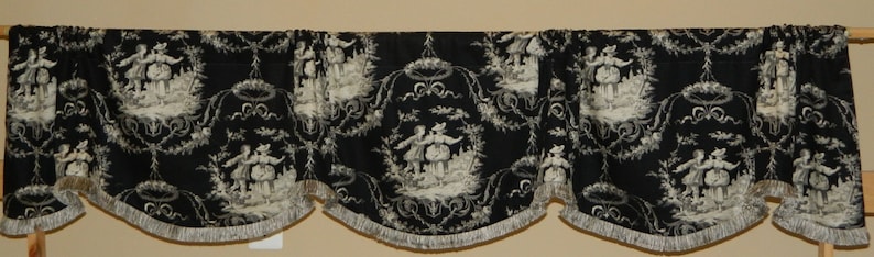 Kravet Burnet Natural By Thom Filicia Lined Scalloped Rod Pocket Valance Linen Window Valance Corded